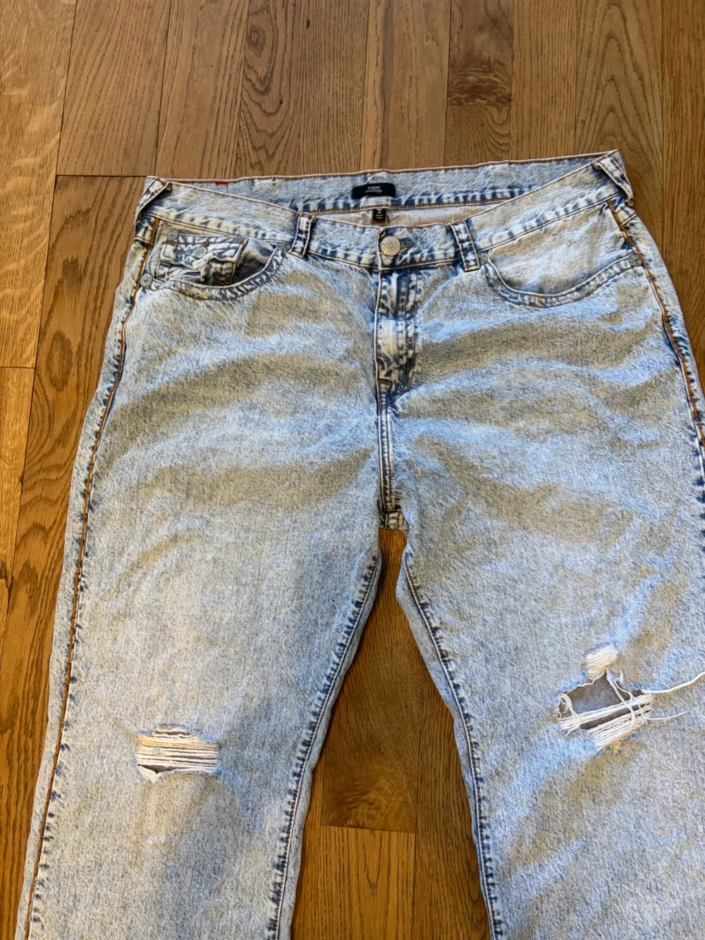 True Religion Vinny ultra baggy distressed Jeans light acid Wash Size 46